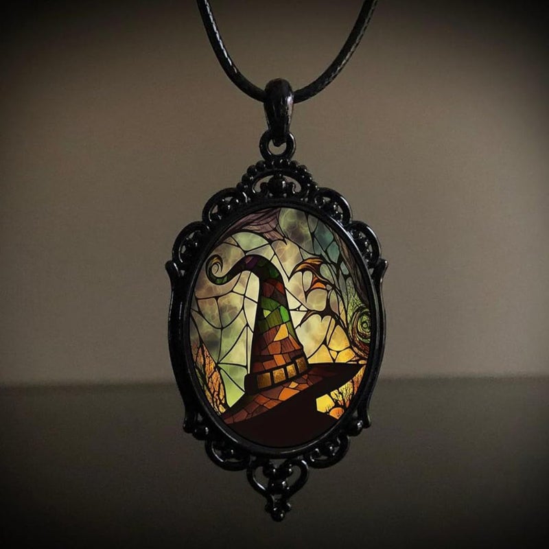 MIFYNN Gothic Bat Glass Pendant Necklace for Women Vintage Gothic Rope Chain Witch Bat Choker Dark Punk Style Necklace Victoria Emboss Necklaces Mystic Witch Jewelry Accessories - Image 2